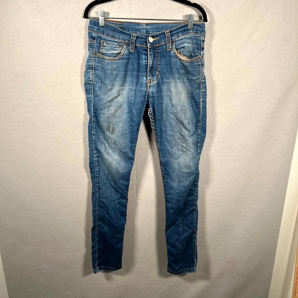 Levi's Jeans Mens 32W Blue Denim Medium Wash Everyday Wear Straight Leg Classic